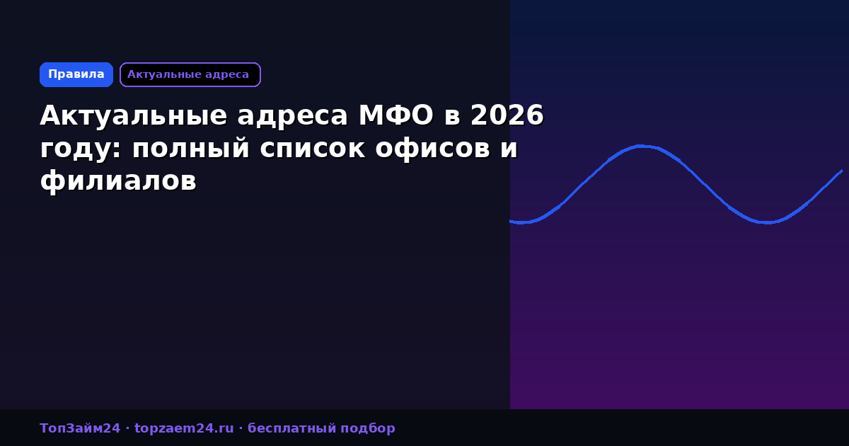 Актуальные адреса МФО в 2026 году: полный список офисов и филиалов