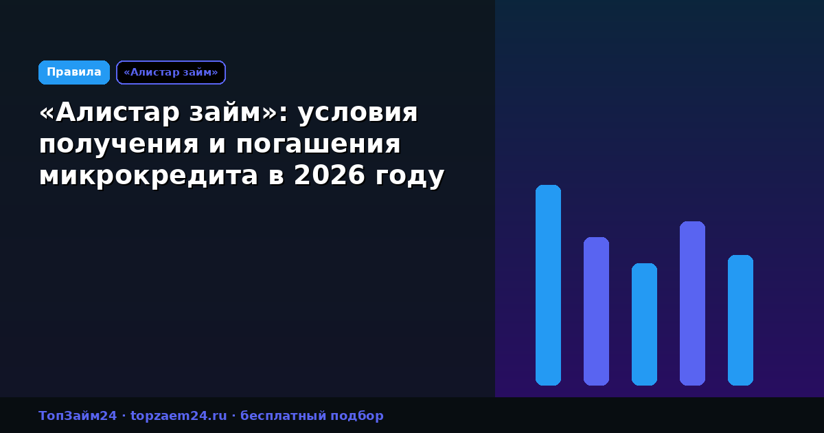 «Алистар займ»: условия получения и погашения микрокредита в 2026 году
