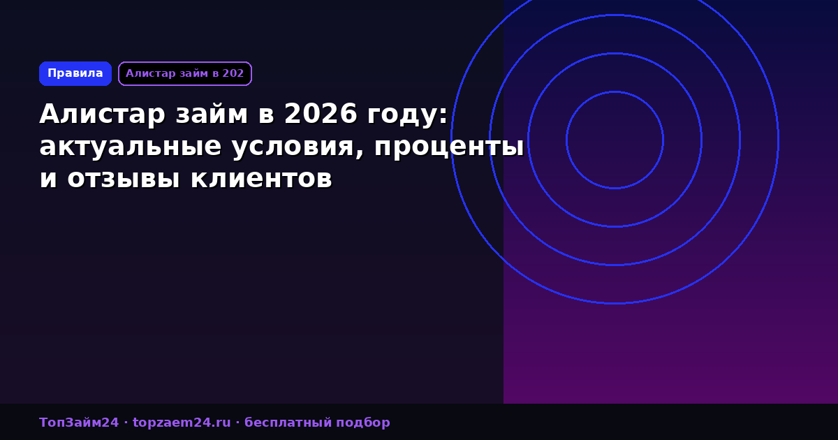 Алистар займ в 2026 году: актуальные условия, проценты и отзывы клиентов