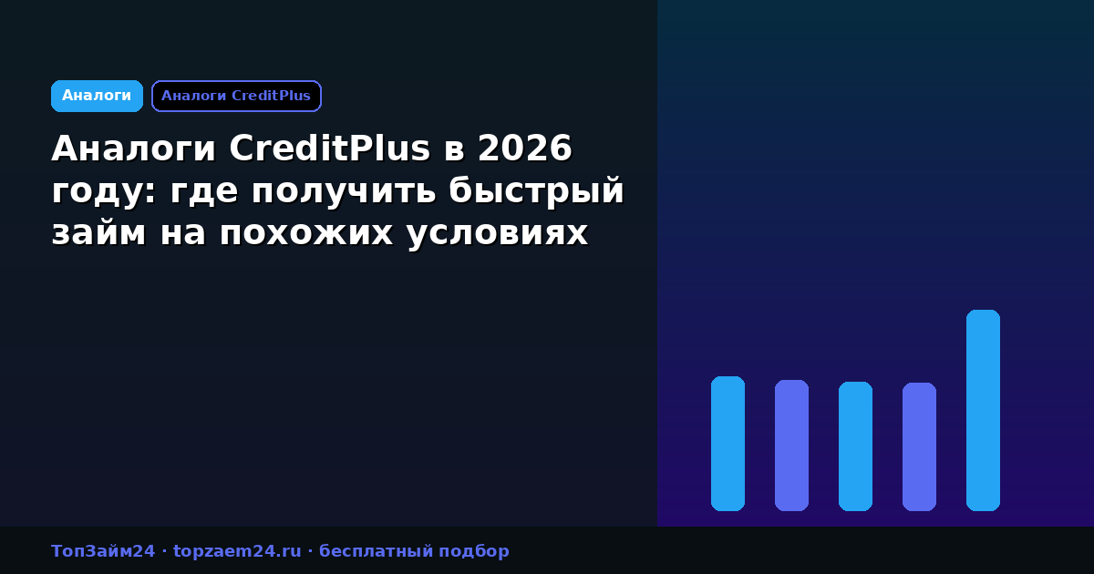 Аналоги CreditPlus в 2026 году: где получить быстрый займ на похожих условиях