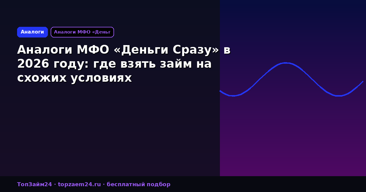 Аналоги МФО «Деньги Сразу» в 2026 году: где взять займ на схожих условиях