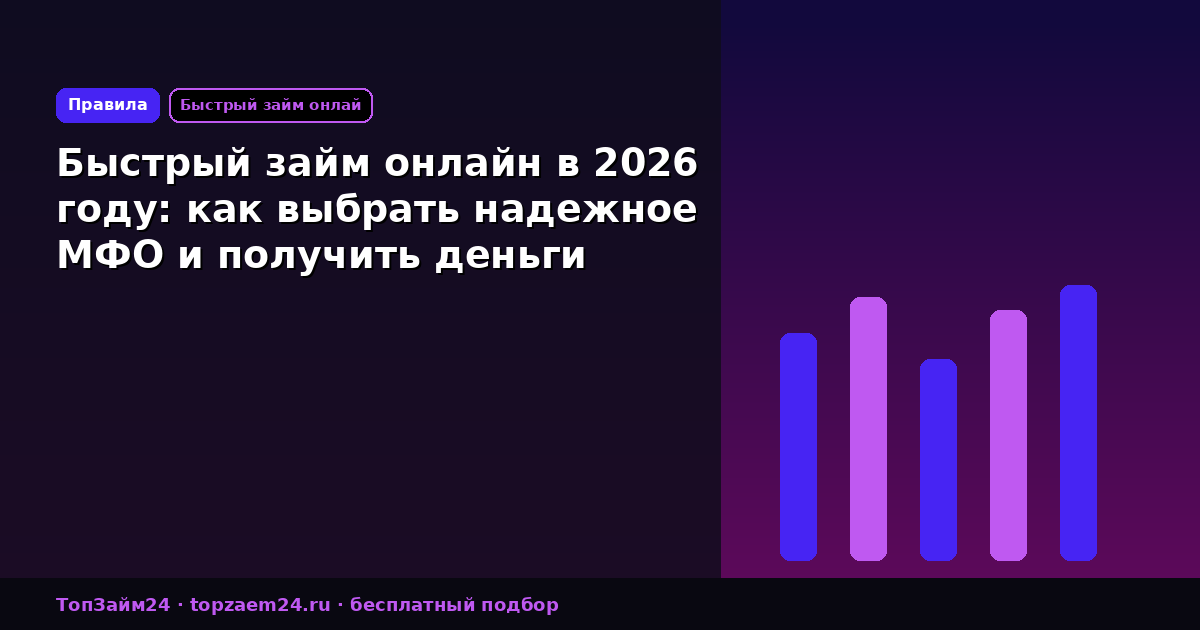 Быстрый займ онлайн в 2026 году: как выбрать надежное МФО и получить деньги