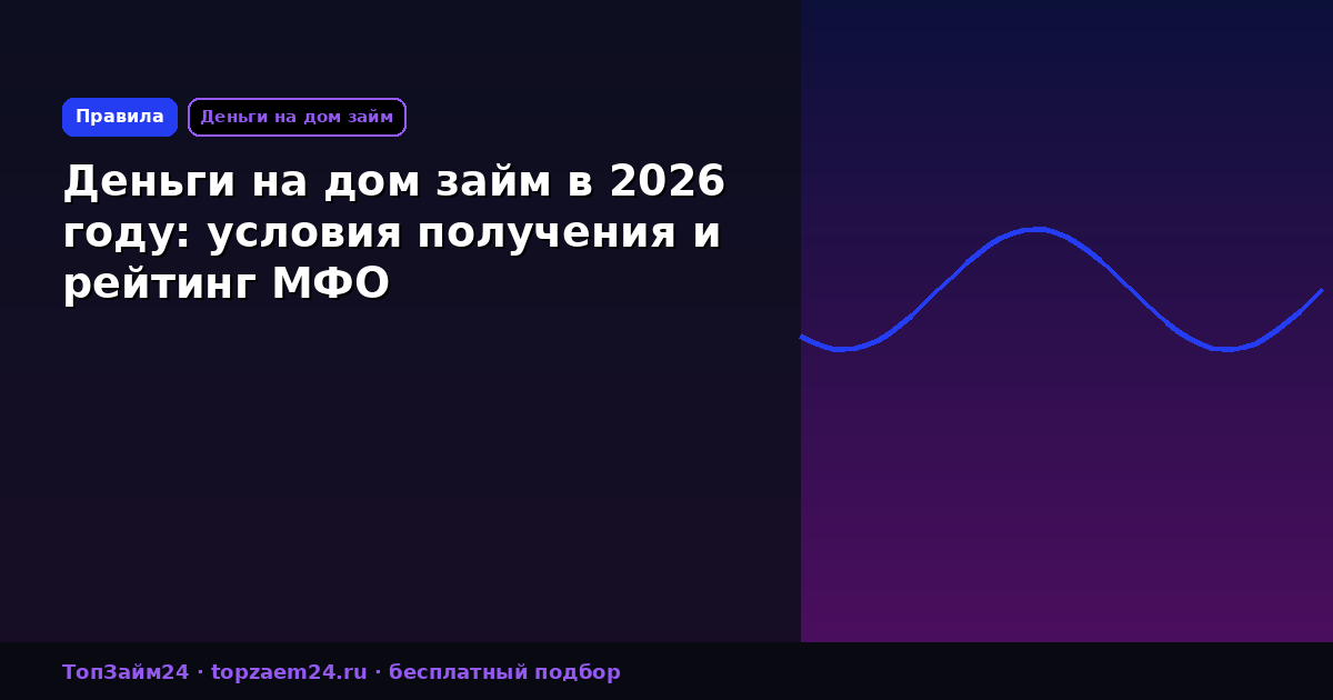 Деньги на дом займ в 2026 году: условия получения и рейтинг МФО