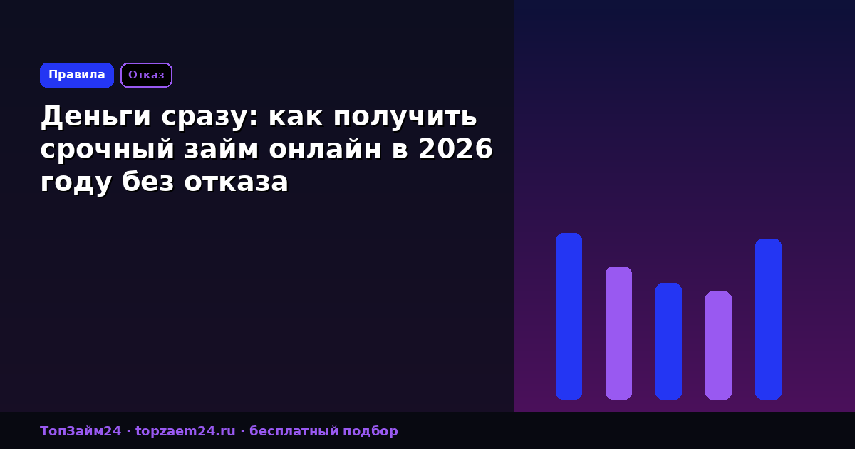 Деньги сразу: как получить срочный займ онлайн в 2026 году без отказа