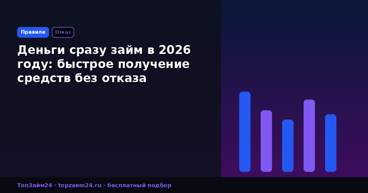 Деньги сразу займ в 2026 году: быстрое получение средств без отказа