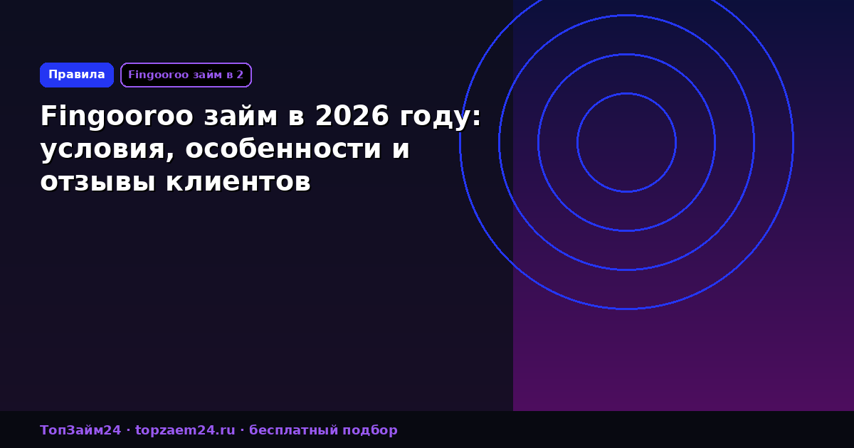 Fingooroo займ в 2026 году: условия, особенности и отзывы клиентов