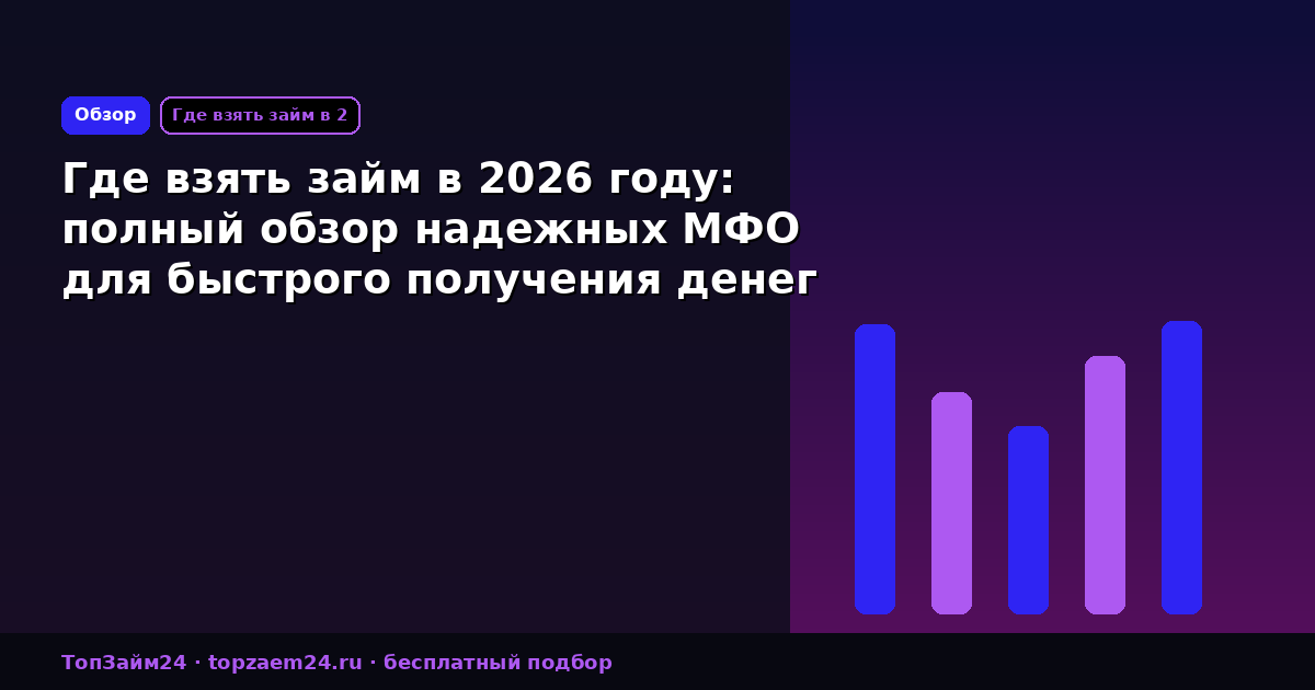Где взять займ в 2026 году: полный обзор надежных МФО для быстрого получения денег