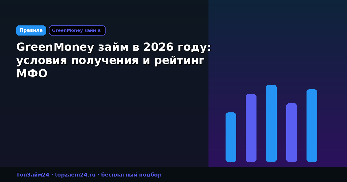 GreenMoney займ в 2026 году: условия получения и рейтинг МФО