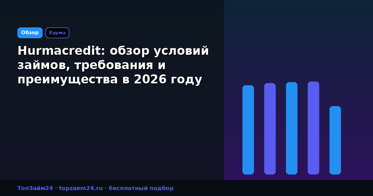 Hurmacredit: обзор условий займов, требования и преимущества в 2026 году