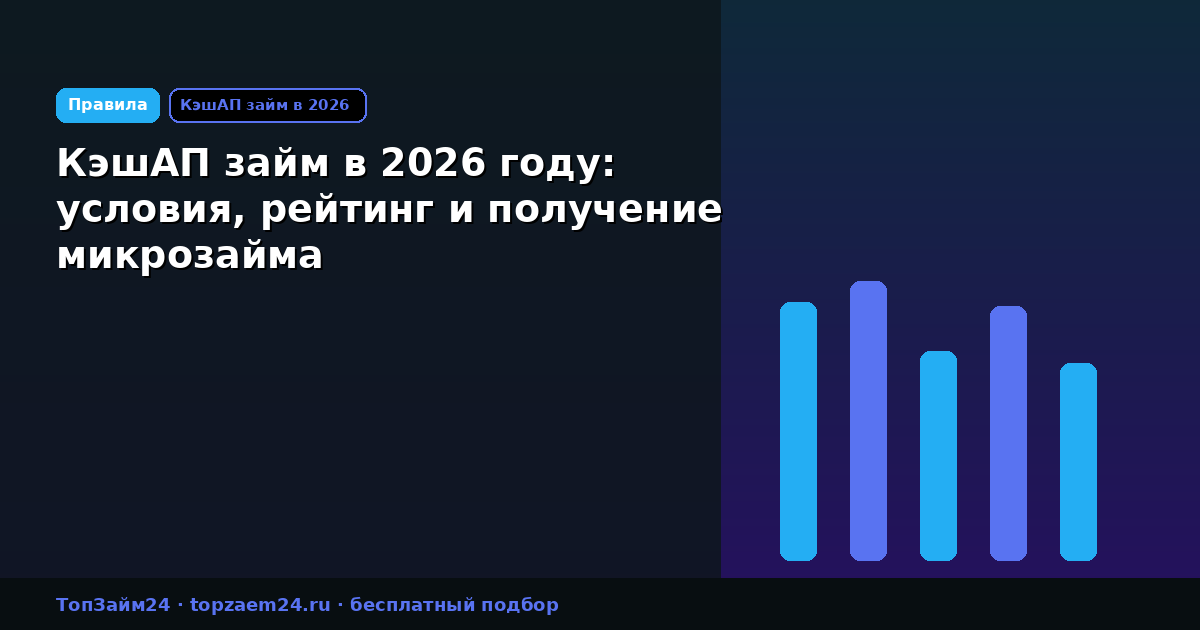 КэшАП займ в 2026 году: условия, рейтинг и получение микрозайма