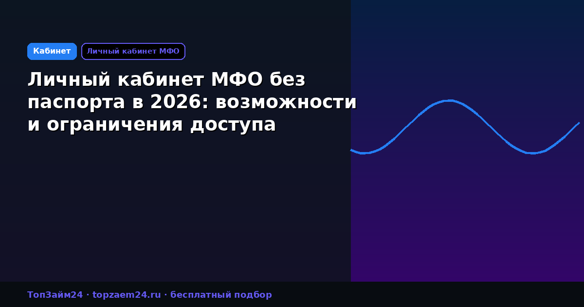 Личный кабинет МФО без паспорта в 2026: возможности и ограничения доступа