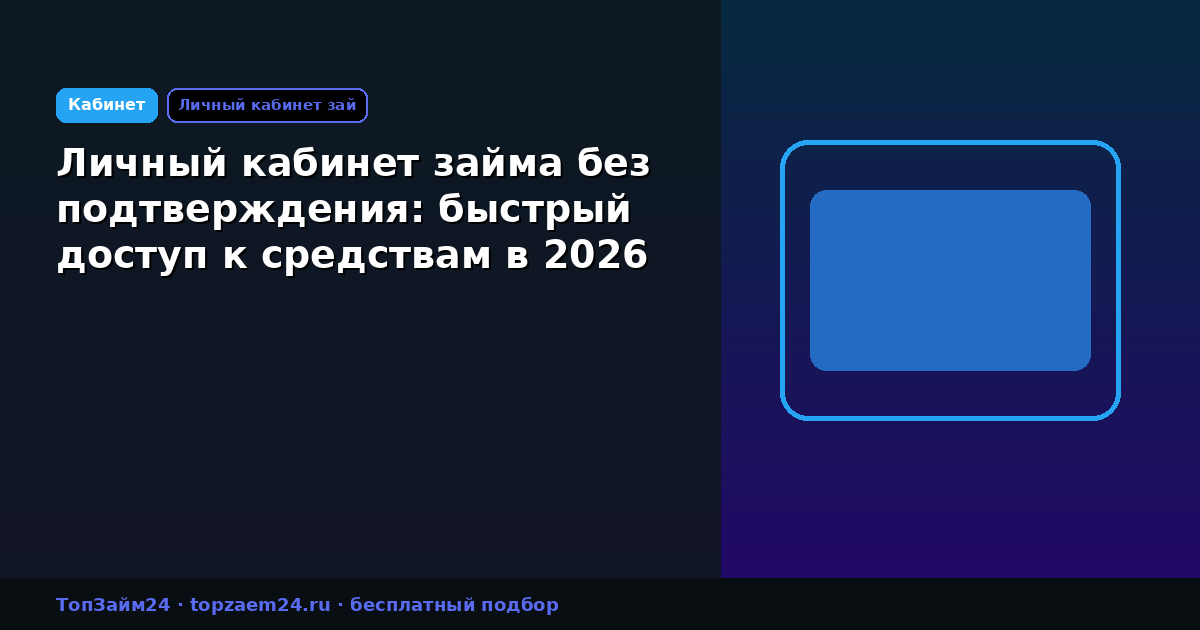 Личный кабинет займа без подтверждения: быстрый доступ к средствам в 2026 году