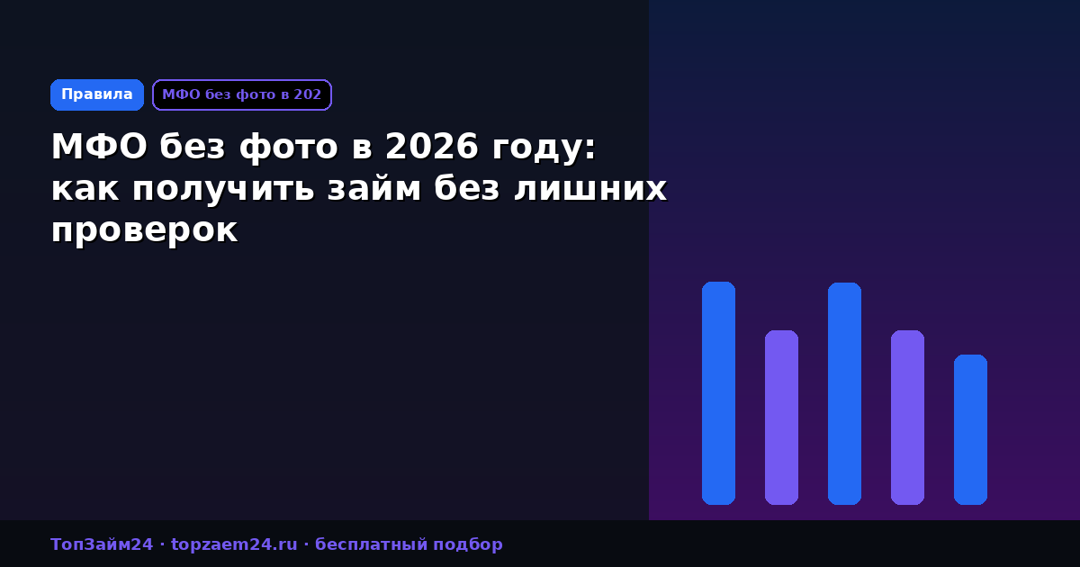 МФО без фото в 2026 году: как получить займ без лишних проверок