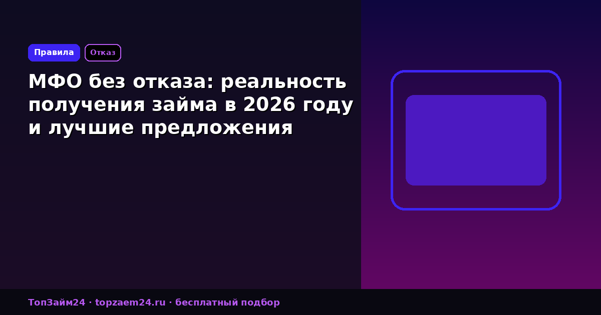 МФО без отказа: реальность получения займа в 2026 году и лучшие предложения