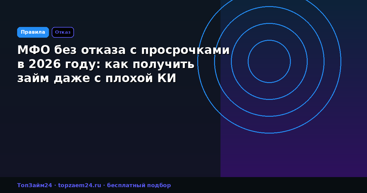 МФО без отказа с просрочками в 2026 году: как получить займ даже с плохой КИ