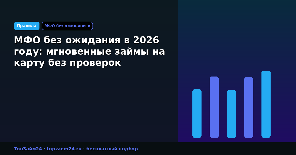 МФО без ожидания в 2026 году: мгновенные займы на карту без проверок
