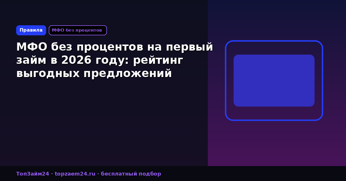 МФО без процентов на первый займ в 2026 году: рейтинг выгодных предложений