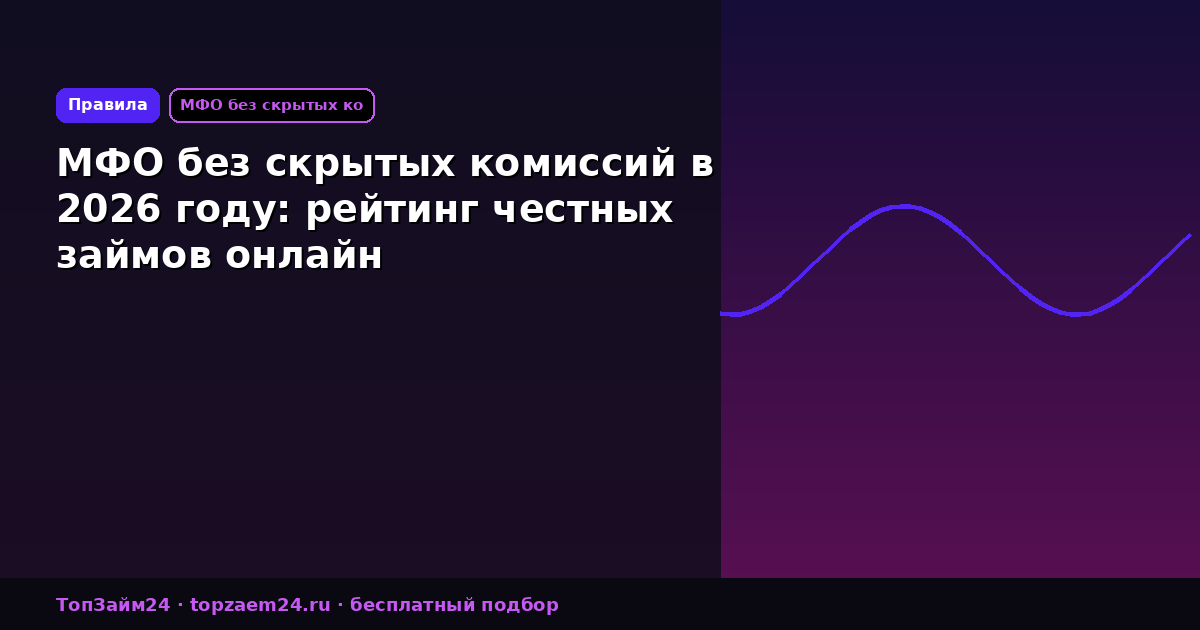 МФО без скрытых комиссий в 2026 году: рейтинг честных займов онлайн