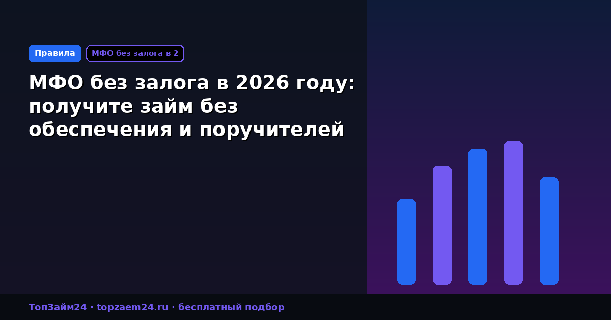 МФО без залога в 2026 году: получите займ без обеспечения и поручителей