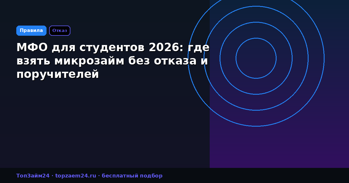 МФО для студентов 2026: где взять микрозайм без отказа и поручителей