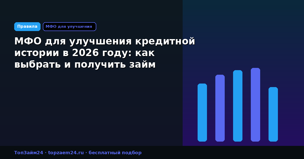МФО для улучшения кредитной истории в 2026 году: как выбрать и получить займ