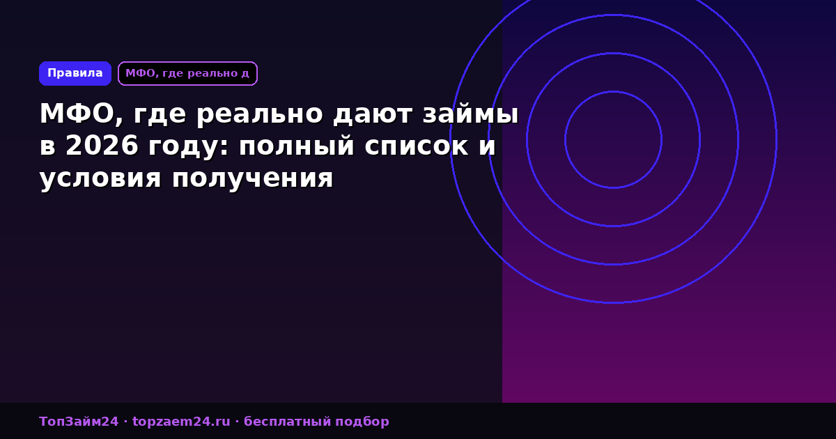 МФО, где реально дают займы в 2026 году: полный список и условия получения
