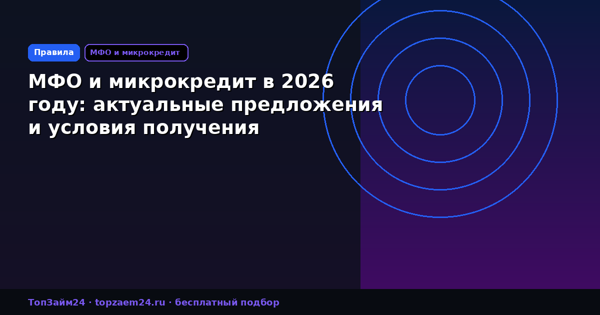 МФО и микрокредит в 2026 году: актуальные предложения и условия получения