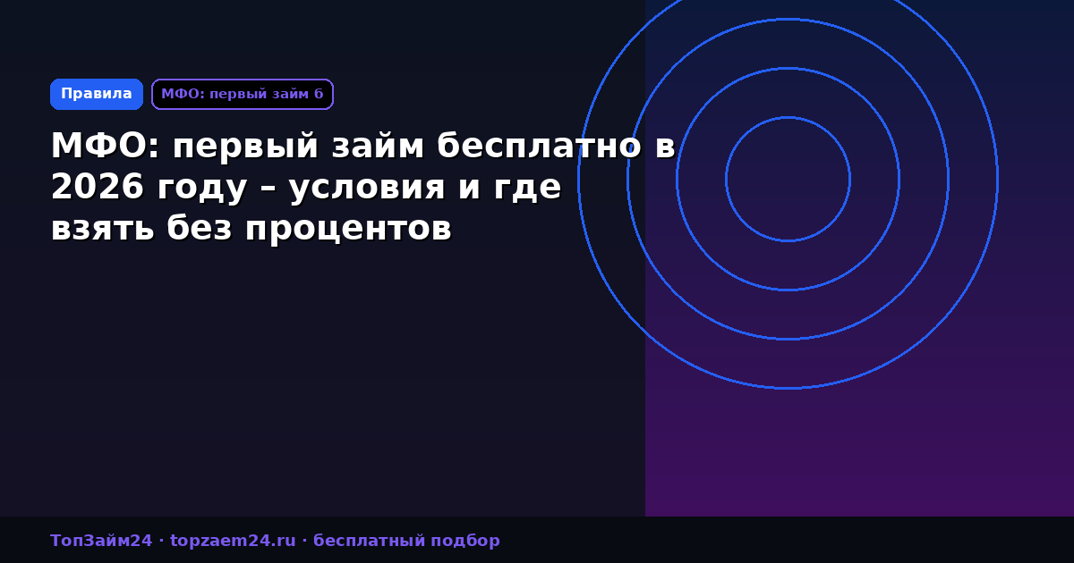 МФО: первый займ бесплатно в 2026 году – условия и где взять без процентов