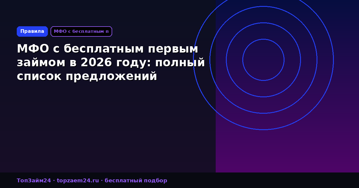 МФО с бесплатным первым займом в 2026 году: полный список предложений