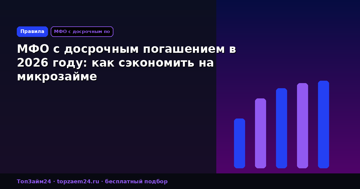 МФО с досрочным погашением в 2026 году: как сэкономить на микрозайме