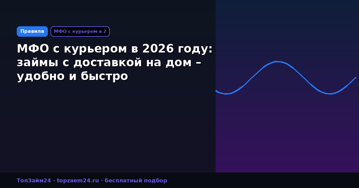 МФО с курьером в 2026 году: займы с доставкой на дом – удобно и быстро