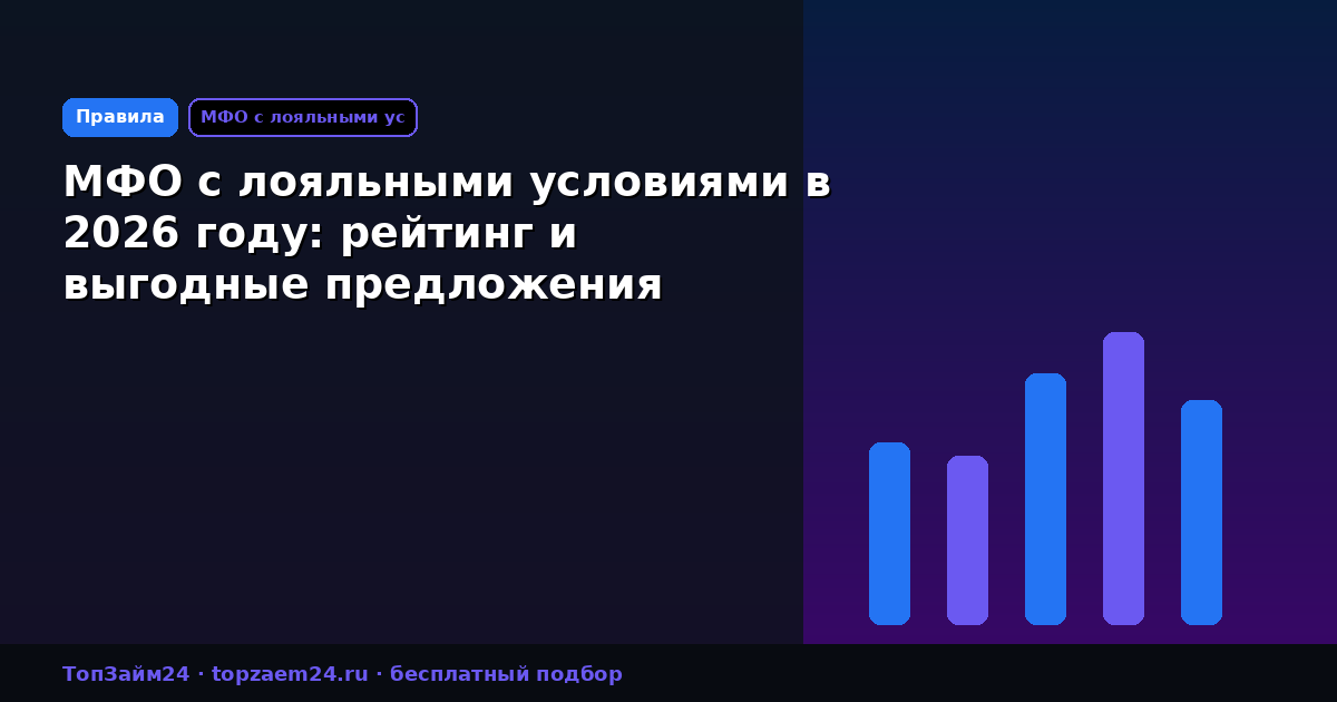 МФО с лояльными условиями в 2026 году: рейтинг и выгодные предложения