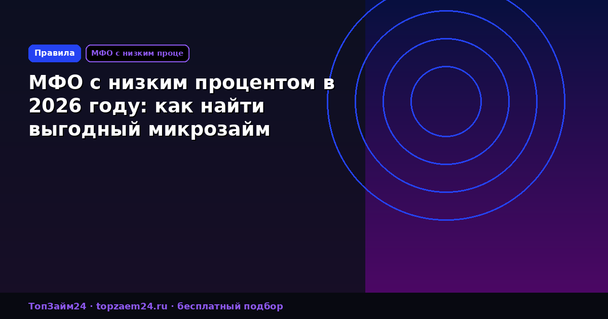 МФО с низким процентом в 2026 году: как найти выгодный микрозайм