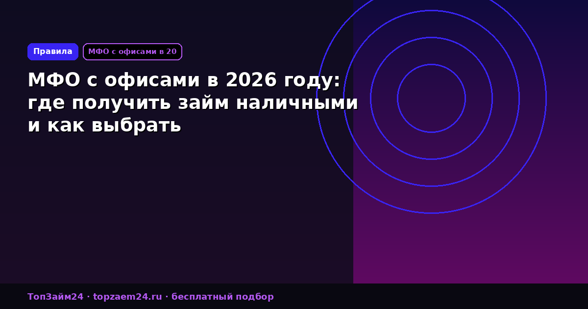 МФО с офисами в 2026 году: где получить займ наличными и как выбрать