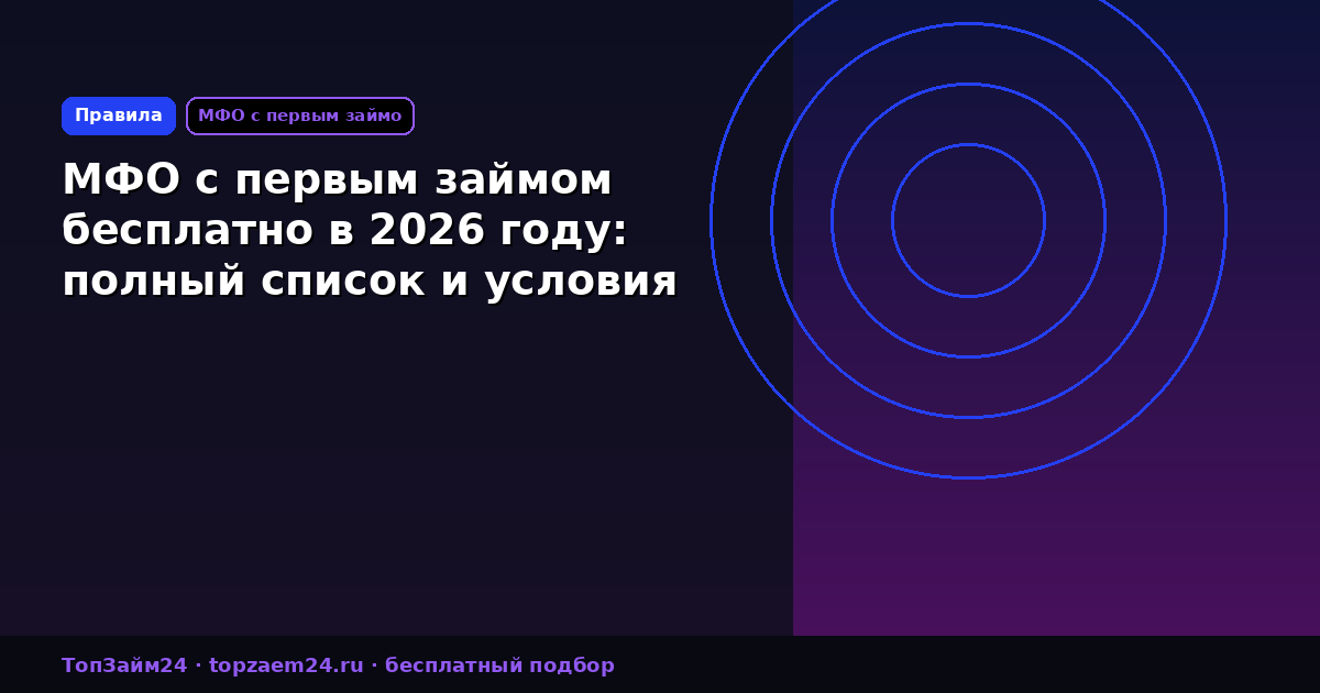 МФО с первым займом бесплатно в 2026 году: полный список и условия получения