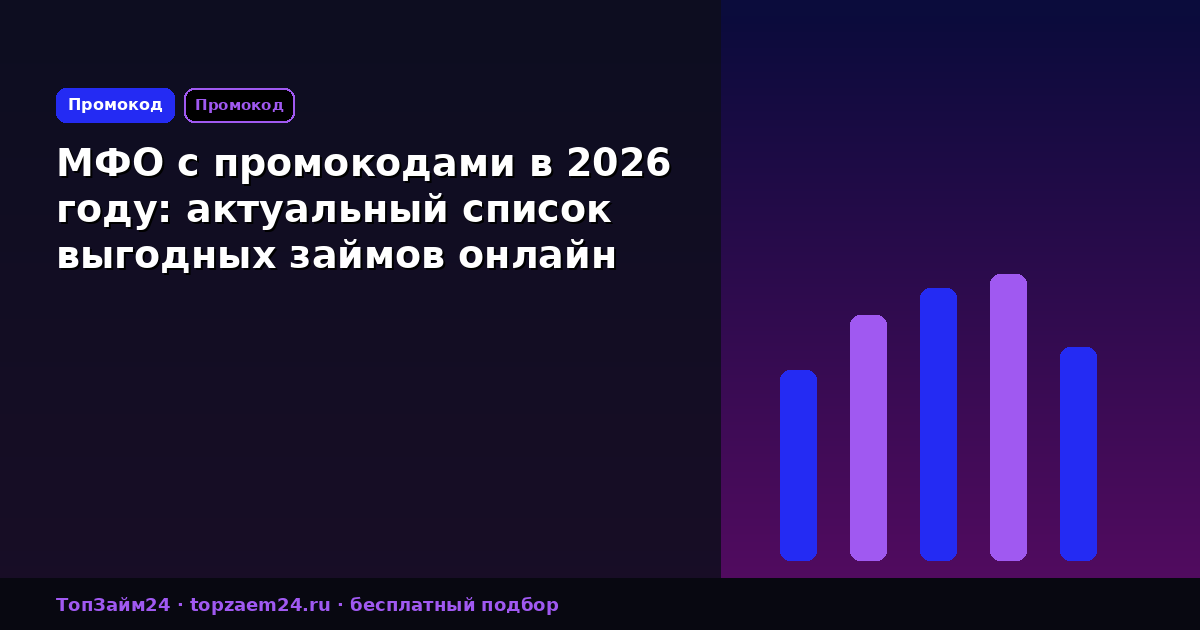 МФО с промокодами в 2026 году: актуальный список выгодных займов онлайн