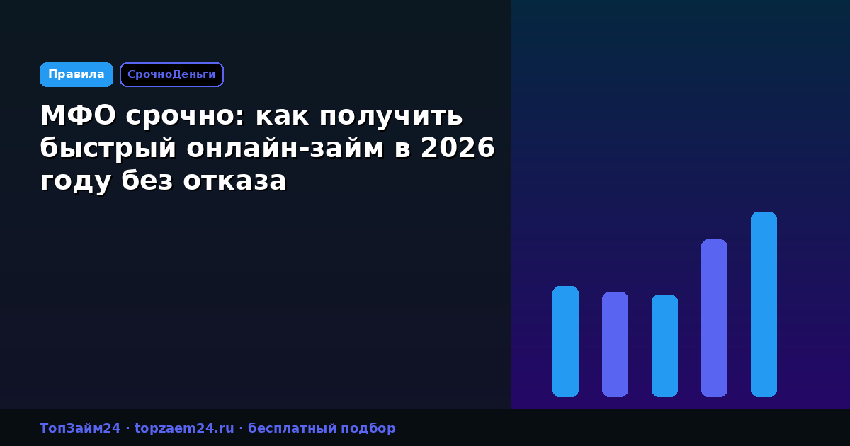 МФО срочно: как получить быстрый онлайн-займ в 2026 году без отказа