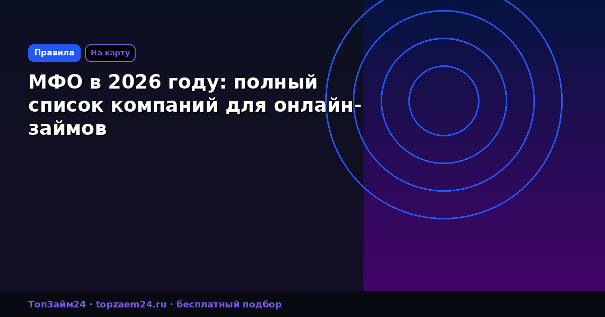 МФО в 2026 году: полный список компаний для онлайн-займов