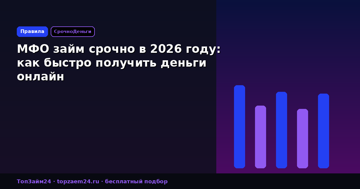 МФО займ срочно в 2026 году: как быстро получить деньги онлайн