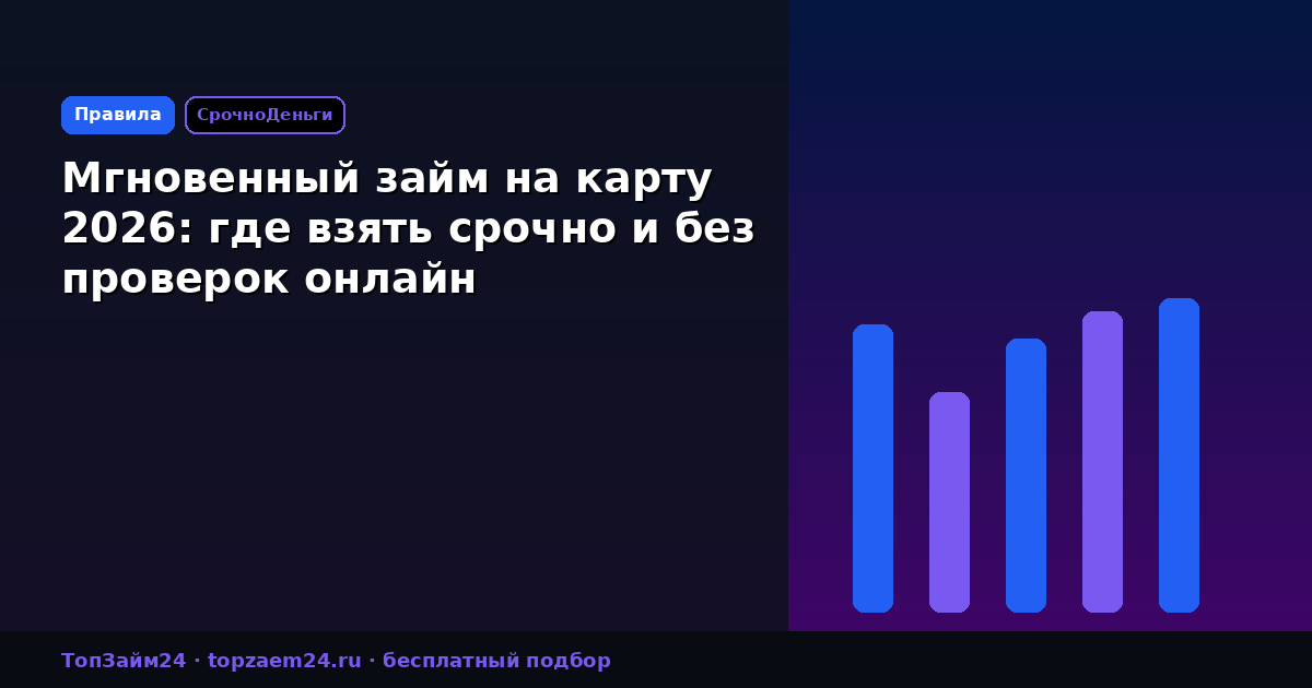 Мгновенный займ на карту 2026: где взять срочно и без проверок онлайн