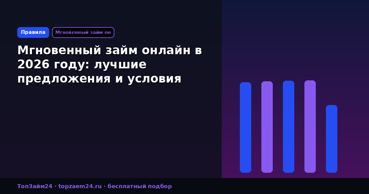 Мгновенный займ онлайн в 2026 году: лучшие предложения и условия получения