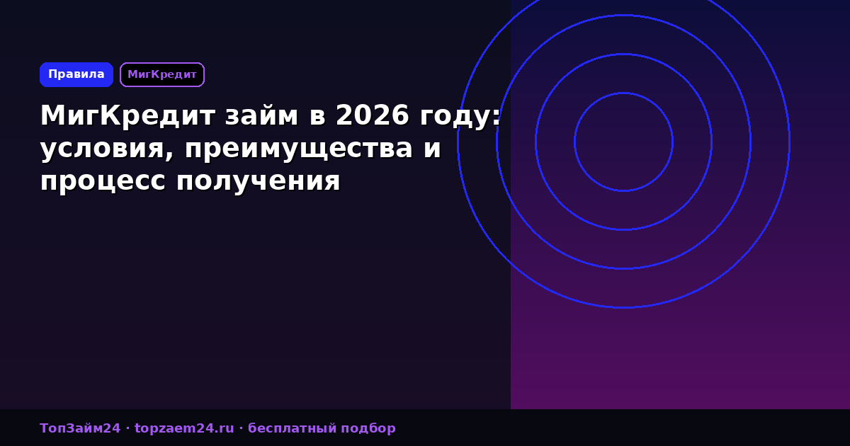 МигКредит займ в 2026 году: условия, преимущества и процесс получения