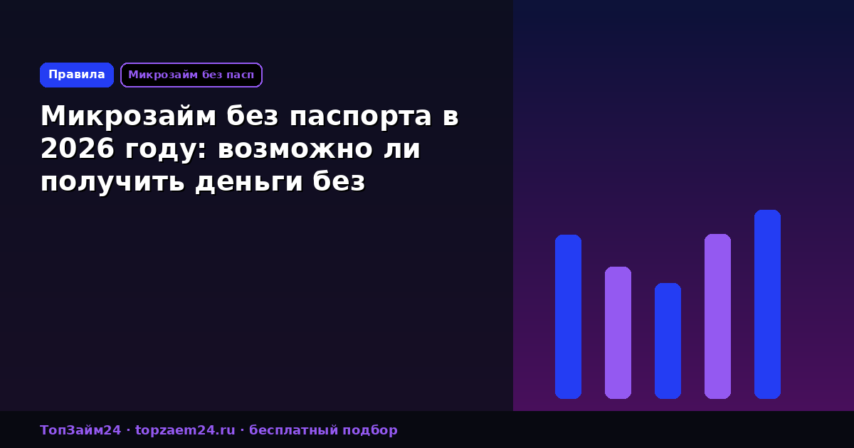Микрозайм без паспорта в 2026 году: возможно ли получить деньги без документа