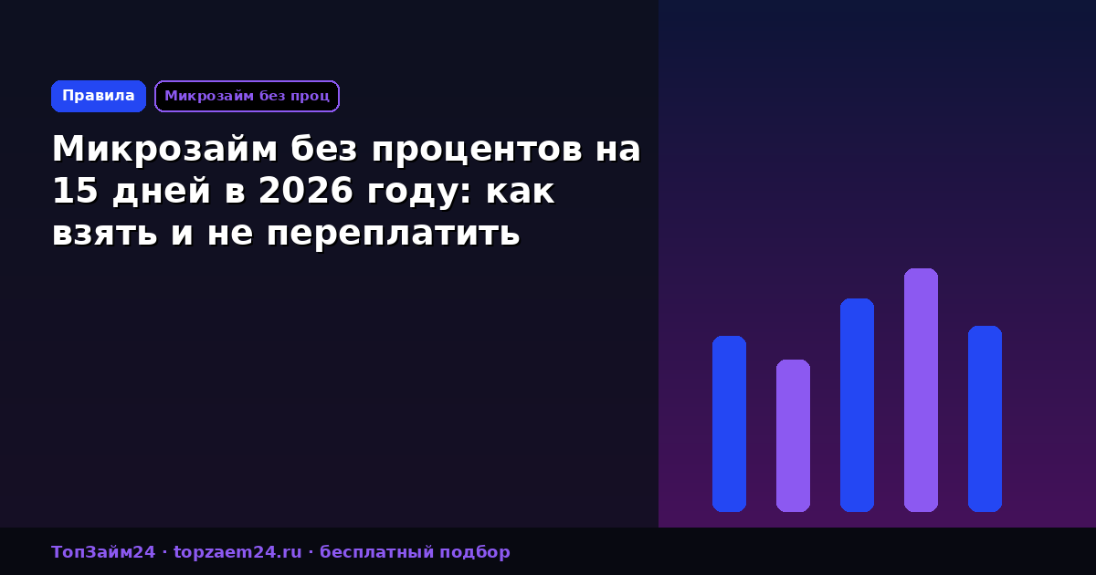 Микрозайм без процентов на 15 дней в 2026 году: как взять и не переплатить
