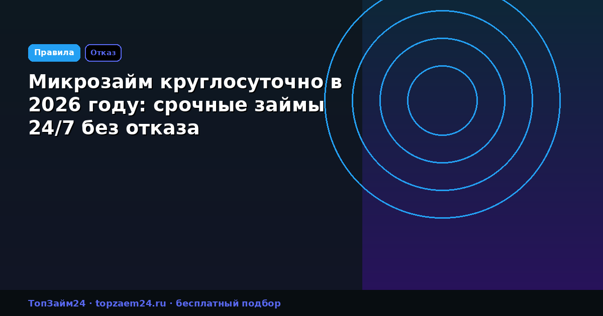 Микрозайм круглосуточно в 2026 году: срочные займы 24/7 без отказа