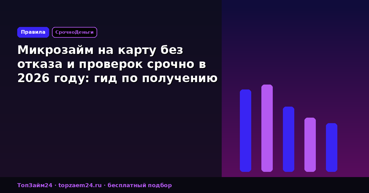 Микрозайм на карту без отказа и проверок срочно в 2026 году: гид по получению