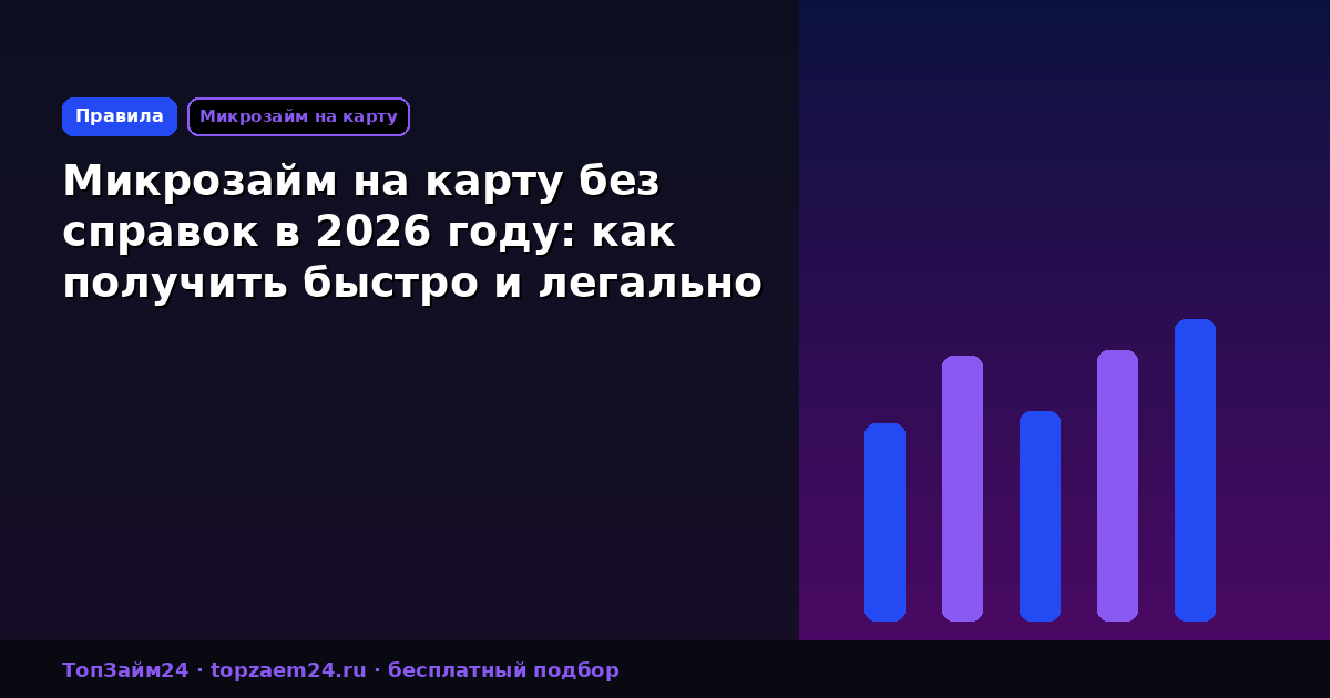 Микрозайм на карту без справок в 2026 году: как получить быстро и легально