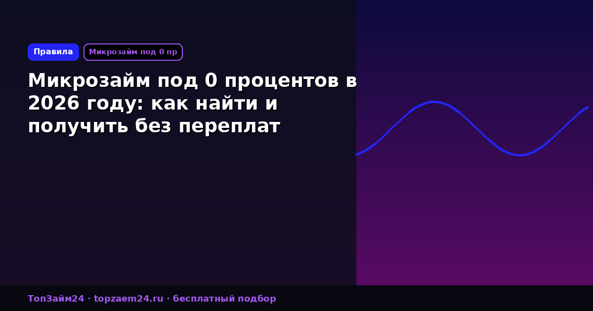 Микрозайм под 0 процентов в 2026 году: как найти и получить без переплат