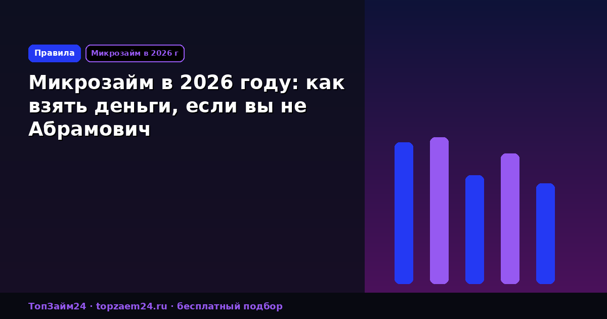 Микрозайм в 2026 году: как взять деньги, если вы не Абрамович