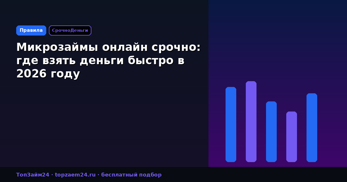 Микрозаймы онлайн срочно: где взять деньги быстро в 2026 году